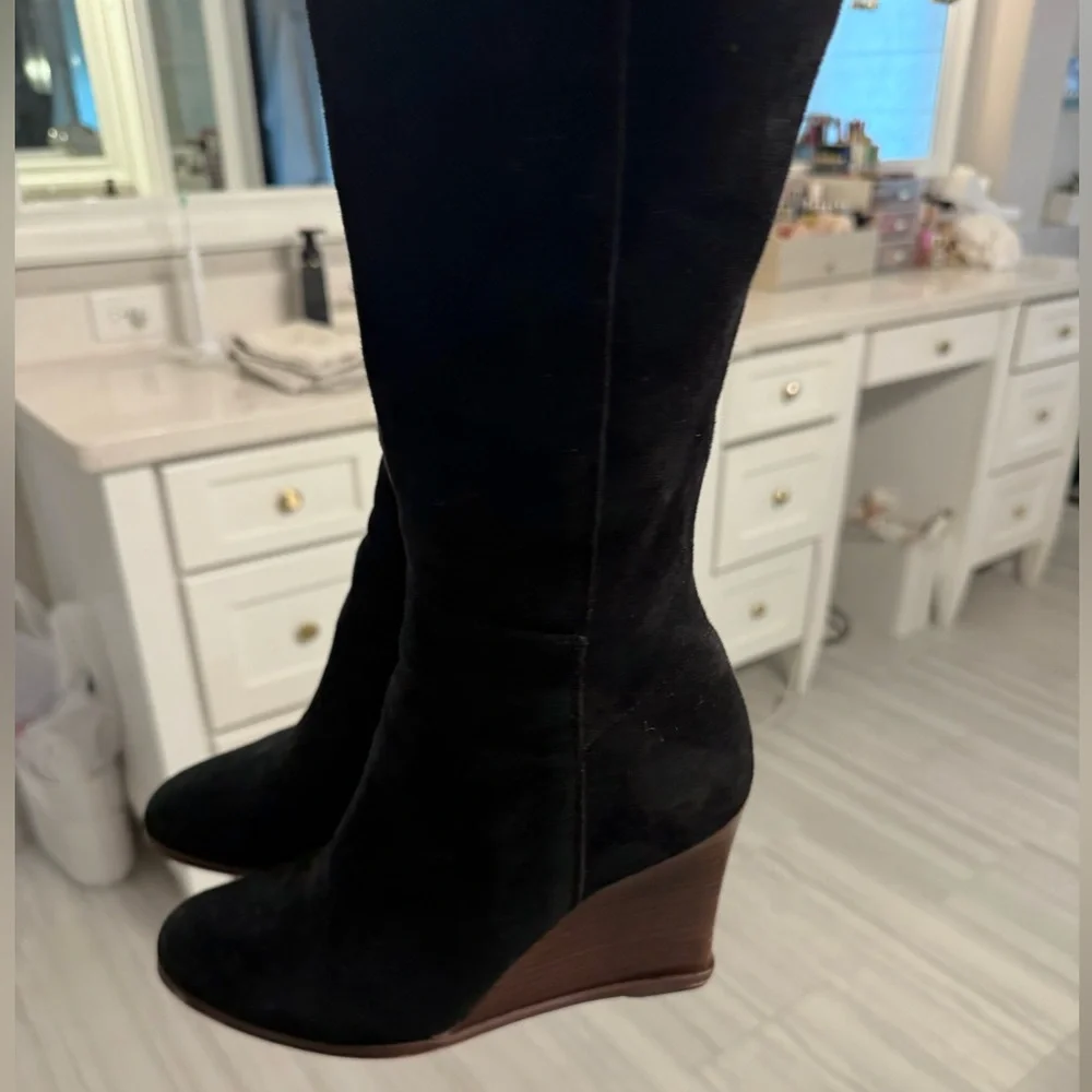 Vince Camuto Black Suede Leather Over the Knee boots Size 9